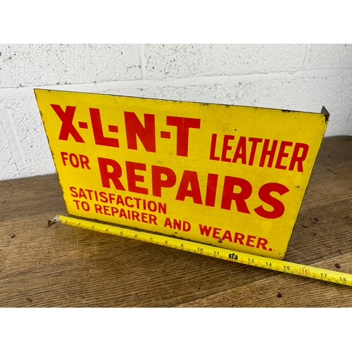 155 - X-L-N-T Leather Double sided Wall Mounting Enamel Advertising Sign