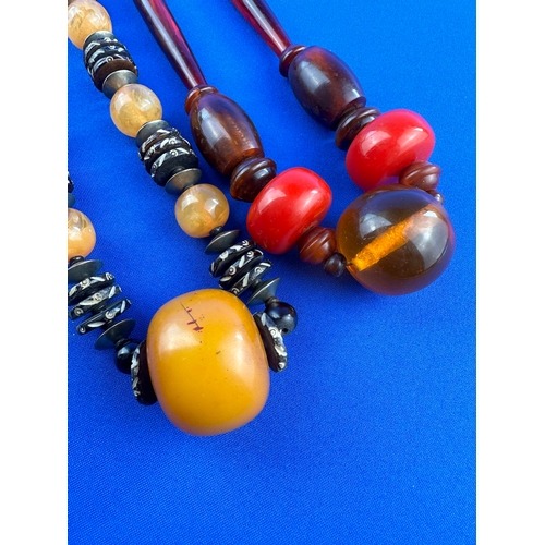 41 - Trio of Vintage Bead Necklaces inc. Amber