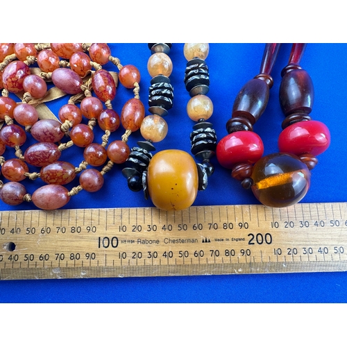 41 - Trio of Vintage Bead Necklaces inc. Amber