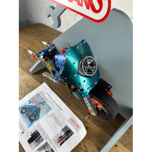 102 - Meccano Motorised Motorbike Point of Sale Model built by The Royal British Legion - As New and Worki... 