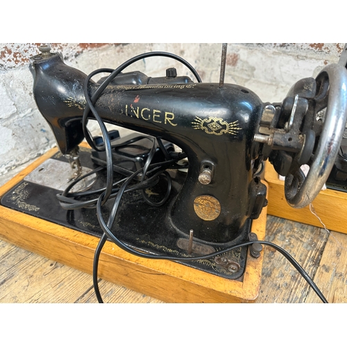 204 - Two Vintage Electric Singer Sewing Machines