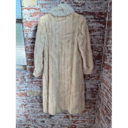 310 - Grosvenor of Harrods Pearl Mink Coat with Fox Trim in Fantastic Condition