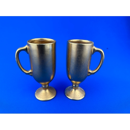 179 - Two Crown Devon Gold Cups