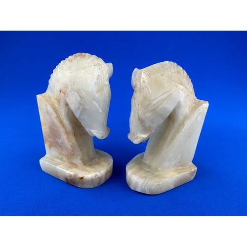 137 - Carved Onyx Horse Bookends