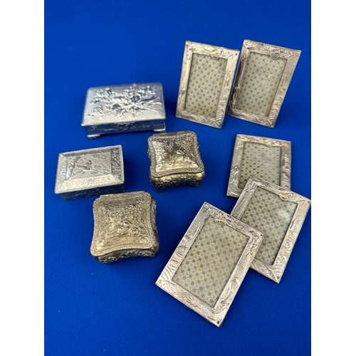 119 - Small Silver Plated Frames & Trinket Boxes