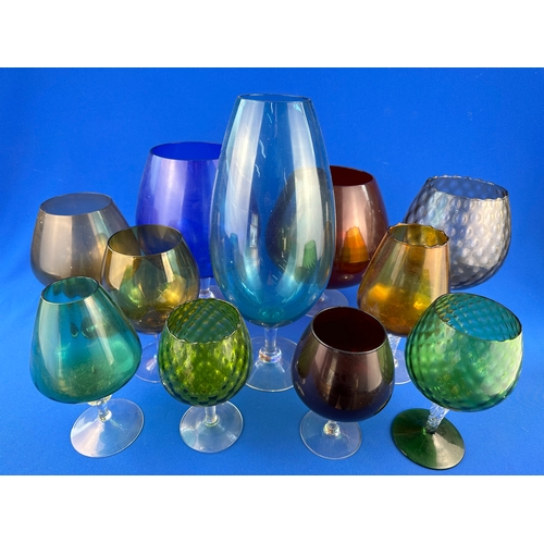 160 - Collection of Mid Century Empoli Style Brandy Glasses