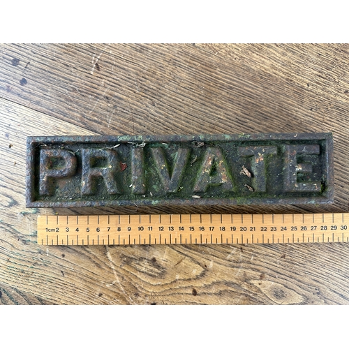 208 - Private Thick Cast Iron Sign