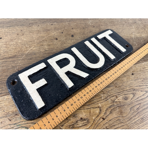 209 - Fruit Cast Iron Sign Restored