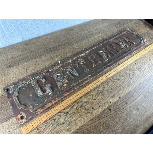 220 - Gentlemen Large Cast Iron Sign