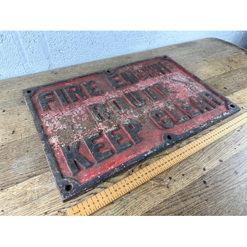 223 - Fire Engine Route Keep Clear Cast Iron Sign