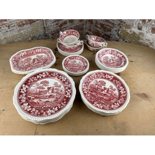168 - Spode Red Tower Pattern Dinner Service Items