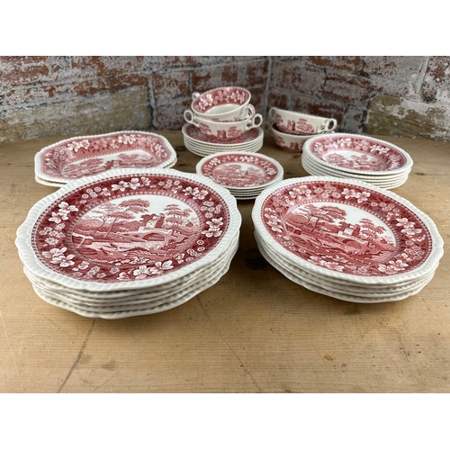 168 - Spode Red Tower Pattern Dinner Service Items