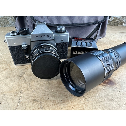 308 - Praktica LLC Camera & Kenlock 42206 Lens with bag & accessories.