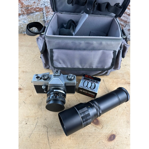 308 - Praktica LLC Camera & Kenlock 42206 Lens with bag & accessories.