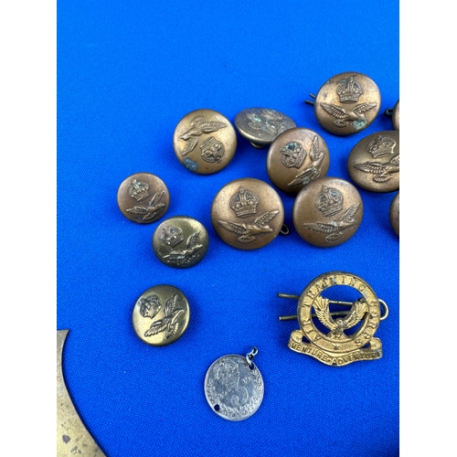104 - Tench Art Letter Openers, Military Buttons & Air Training Corps Cap Badge.
