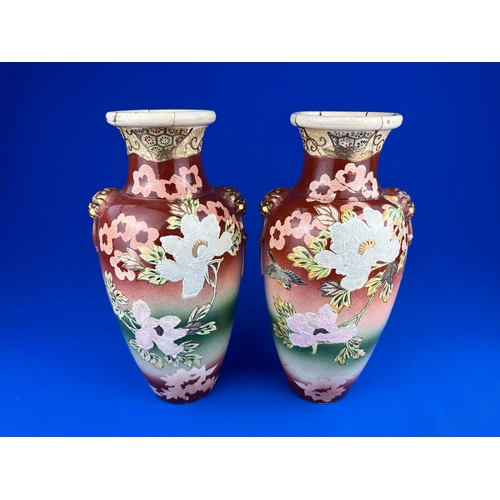 173 - Pair of Antique Japanes Vases with Six Character Marks to the base - a/f