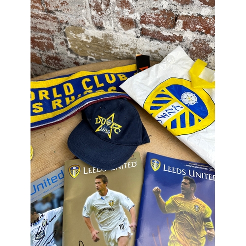 70 - Sports Memorabilia including Leeds United Programmes with Autographs, Leeds Rhinos Scarf & Signed Mi... 