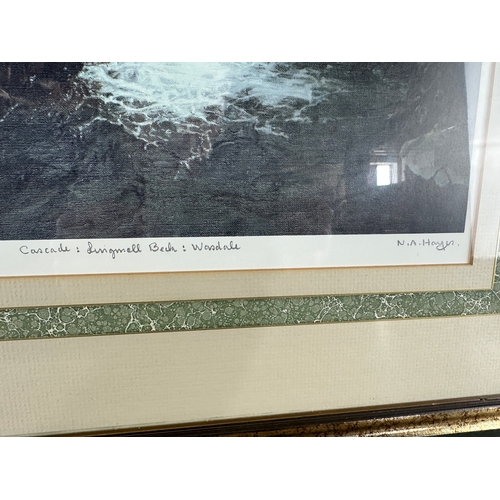 290 - Cascade: Lingmell Beck, N. A. Hayes Artist Signed Limited Print - Measures 60cm x 77cm to frame edge... 