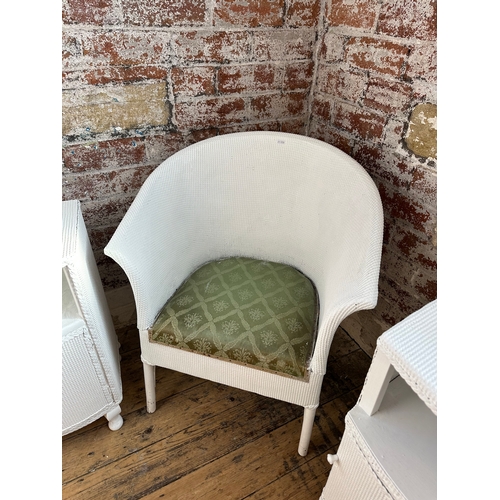 391 - Painted Wicker Chair & Bedside Tables