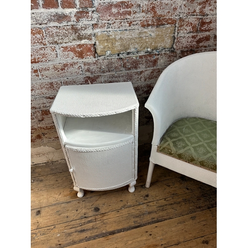 391 - Painted Wicker Chair & Bedside Tables