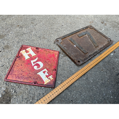 241 - Hydrant and 17 Cast Iron Signs