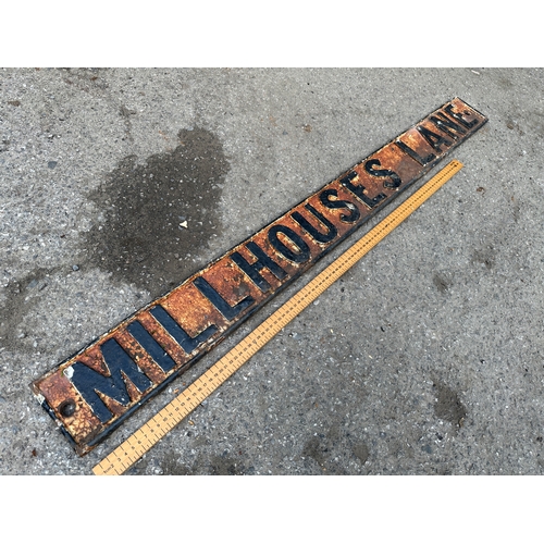 235 - Millhouses Lane Cast Iron Street Sign