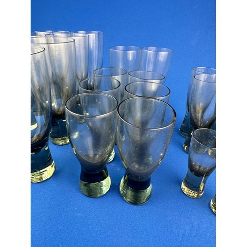 252 - Part Set of Holmegaard Smoked Glass Drinking Glasses