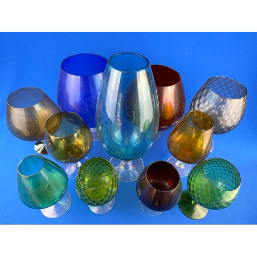 254 - Collection of Mid Century Empoli Style Brandy Glasses