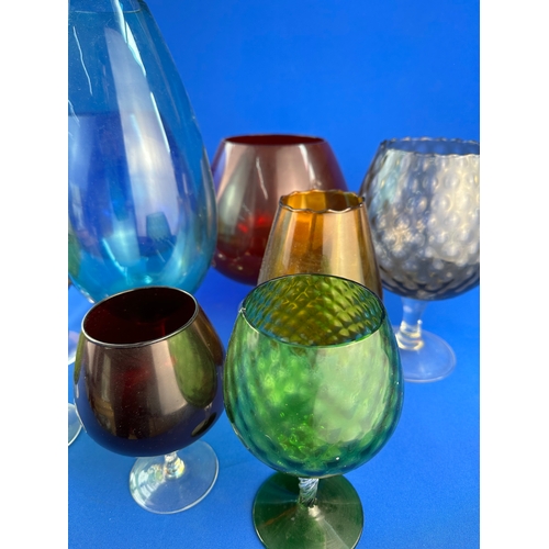 254 - Collection of Mid Century Empoli Style Brandy Glasses