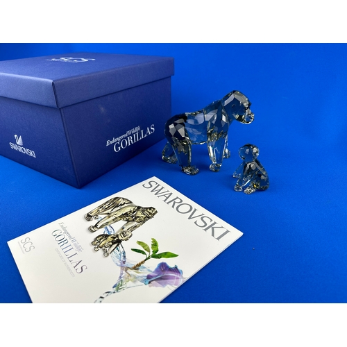 257 - Swarovski Crystal Endangered Wildlife Gorillas by Anton Hirzinger, 952504,  Boxed with COA