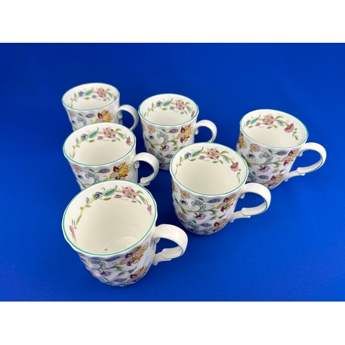 311 - 6 Minton Haddon Hall Mugs, Green Edge.