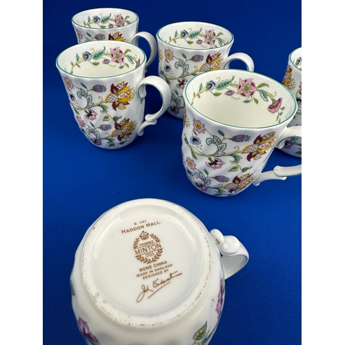 311 - 6 Minton Haddon Hall Mugs, Green Edge.