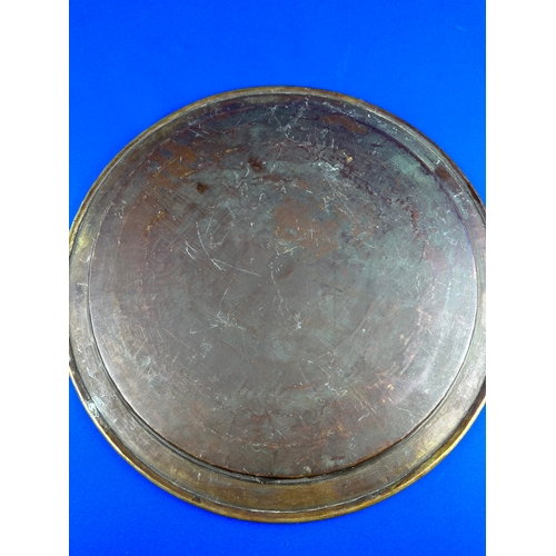 32 - Islamic, Brass, Copper & Silver Tray - 44.5cm diameter, Heavy Gauge.