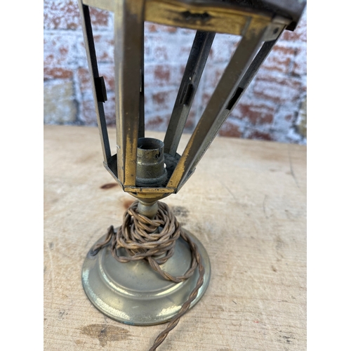 383 - Vintage Brass Lantern Lamp a/f