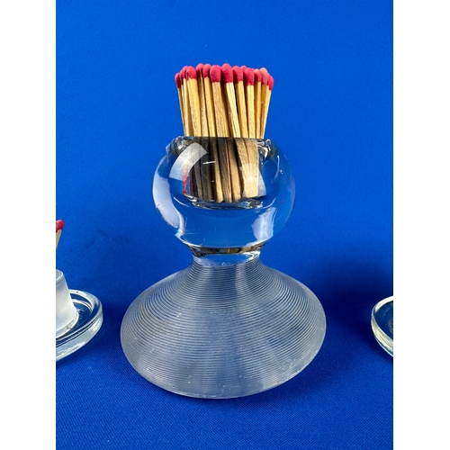 146 - Collection of Vintage Glass Match Strikers inc. One with Hallmarked Silver Collar