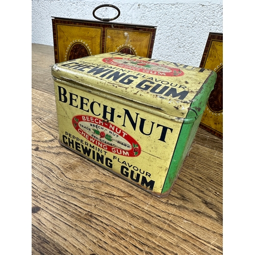 149 - Vintage Beech-Nut Chewing Gum Tin and Two William Crawford & Sons Ltd. Biscuit Tins