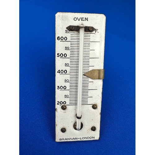 190 - Vintage Brannan London Enamel, Oven / Stove Thermometer.