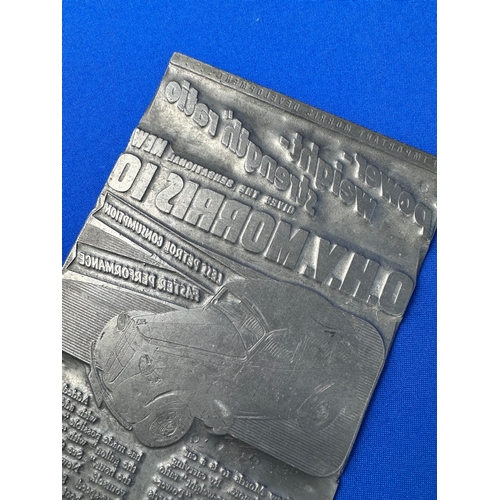 193 - Original Morris 10 Advertising Printing Plate