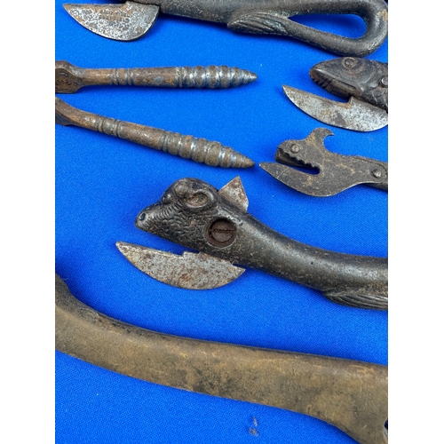 196 - Cast Iron Can Openers in various Forms, including Bulls & Fish.