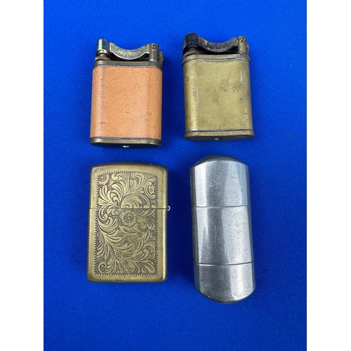 198 - Vintage Lighters including Brass Zippo & WWII Era Tommy Lighter.