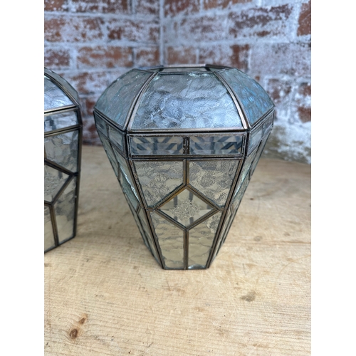 388 - Three Vintage Style Leaded Hall Lantern Light Shades