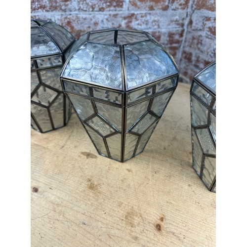 388 - Three Vintage Style Leaded Hall Lantern Light Shades