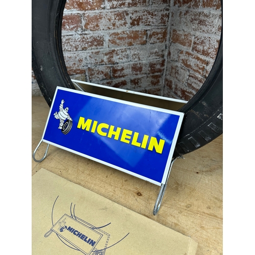 153 - Original Michelin Tyre Display Stand with box & Vintage Michelin Tyre