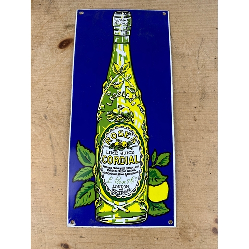 163 - Enamel Rose's Lime Cordial Enamel Advertising Sign.