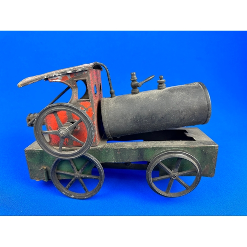 66 - Early, Tinplate Live Steam Engine - missing one wheel