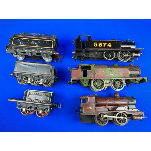 69 - Three Assorted Clockwork Train Engines, mixed makers & Three Tinplate Tenders