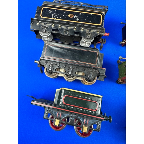 69 - Three Assorted Clockwork Train Engines, mixed makers & Three Tinplate Tenders