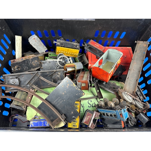 76 - Large Plastic Crate of Assorted Vintage Model Train & Railway Items