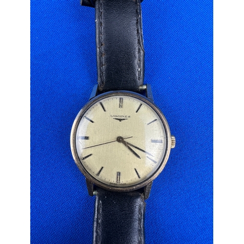 34 - 9ct Gold Vintage Longines Gentlemans Watch - Winds & Ticks