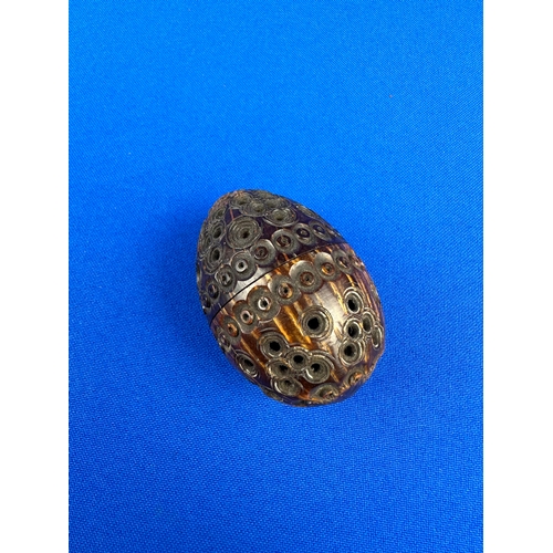 112 - Victorian Carved Coquilla Nut with Hallmarked Silver Thimble